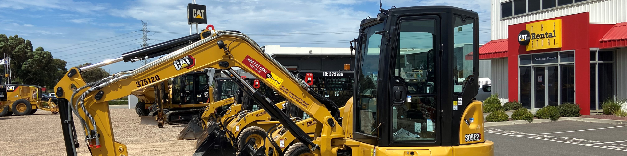 Mini Excavators on a display