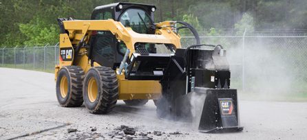 CAT wheel saw hammer attachment for rental caterpillar eltrak