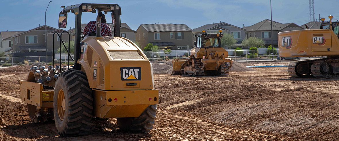 Cat rental equipment on job site