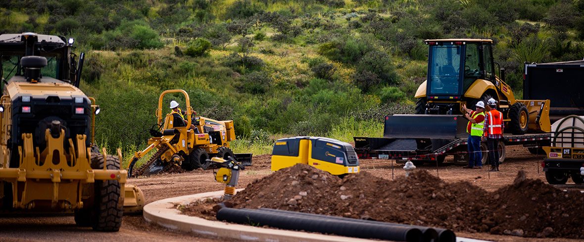 Cat rental equipment on job site