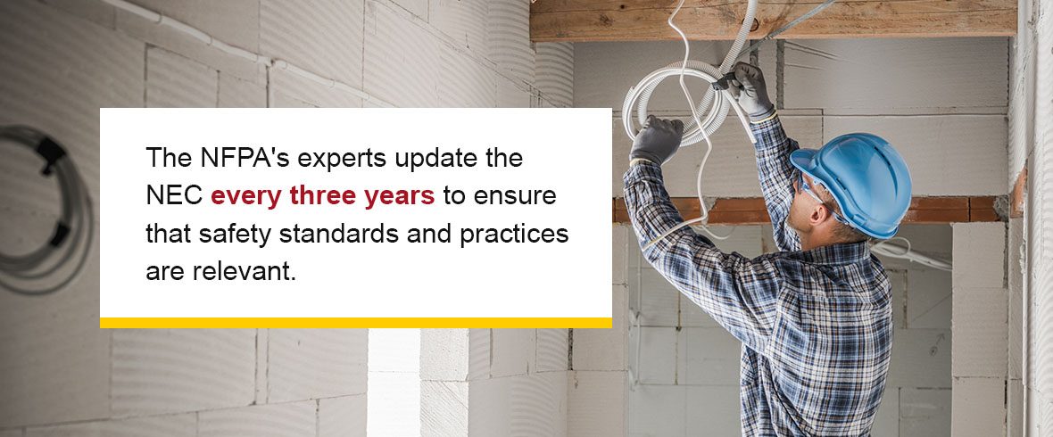 The NFPA's experts update the NEC every three years to ensure that safety standards and practices are relevant.
