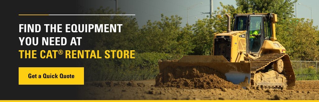 "Find the Equipment You Need At The Cat Rental Store" graphic
