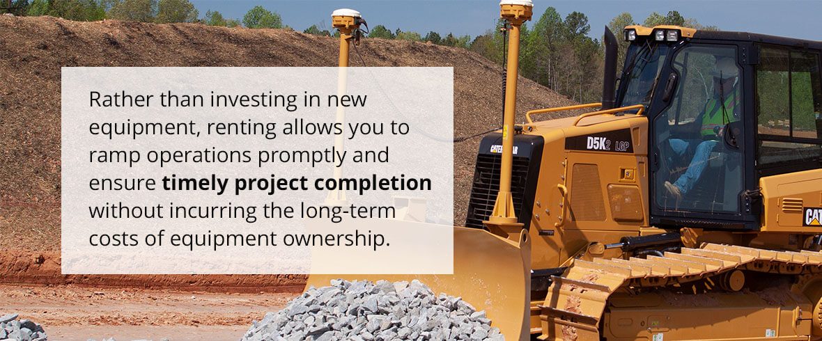 Rather than investing in new equipment, renting allows you to ramp operations promptly and ensure timely project completion without incurring the long-term costs of equipment ownership.