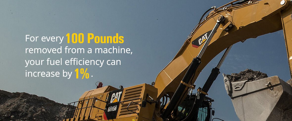 For every 100 pounds removed from a machine, your fuel efficiency can increase by 1%.