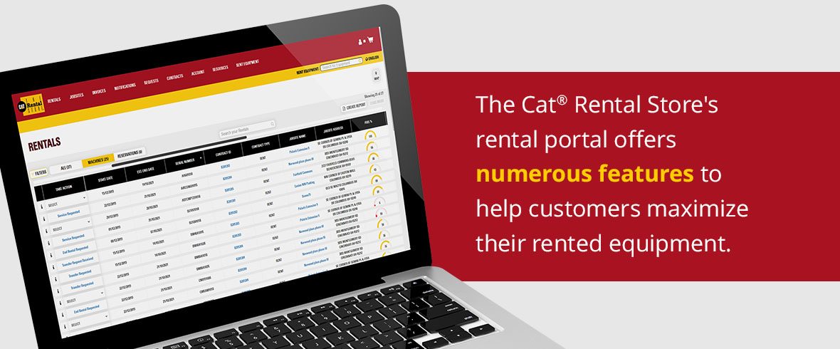 The Cat Rental Store's rental portal offers numerous features to help customers maximize their rented equipment.