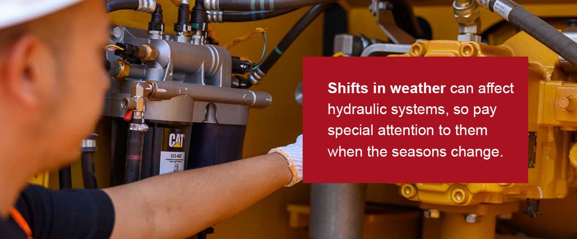 shifts in weather can affect hydraulic systems, so pay special attention to them when the seasons change