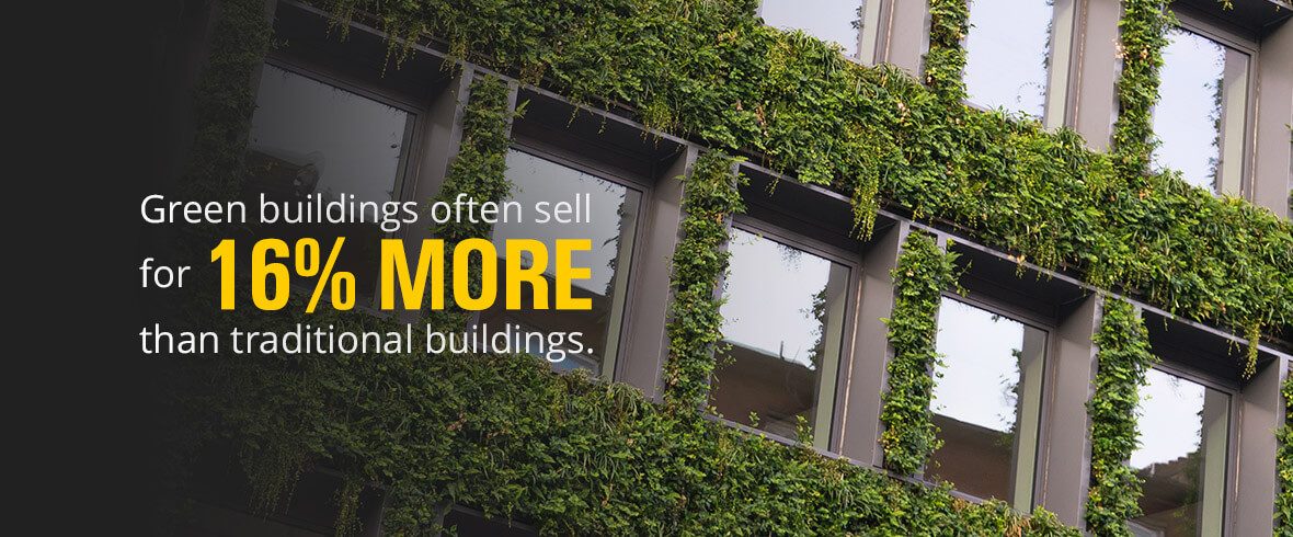 Green buildings often sell for 16% more than traditional buildings.