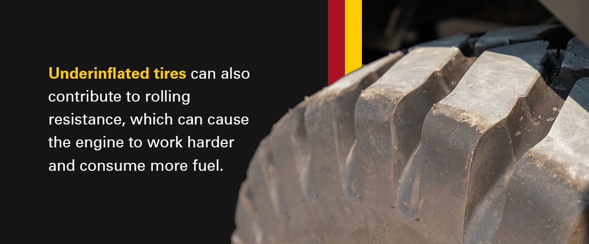 Underinflated tires can also contribute to rolling resistance, which can cause the engine to work harder and consume more fuel.